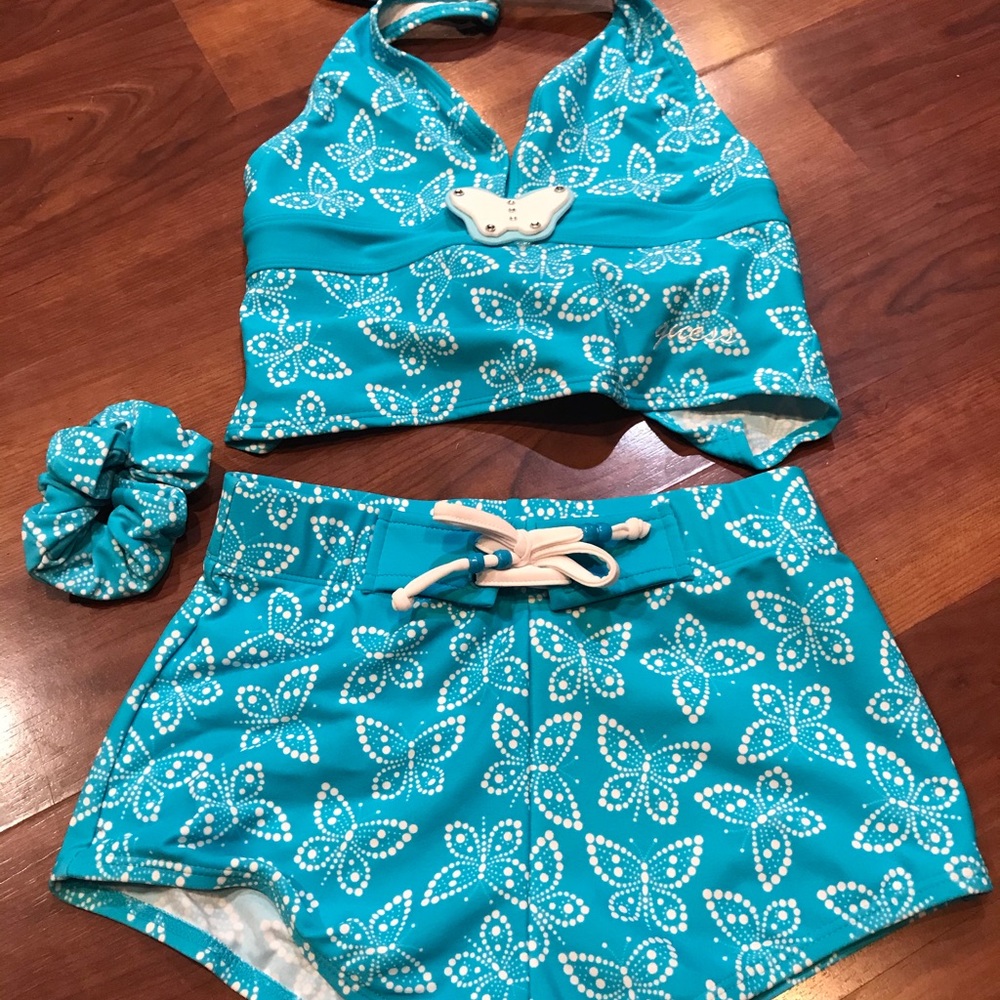 Girls size 10 2 pc suit  and shoes